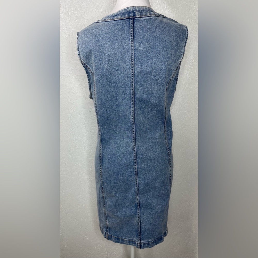 NWT Frye Denim Button Front Mini Dress Sleeveless Western Coastal Festival XLg - Picture 12 of 15